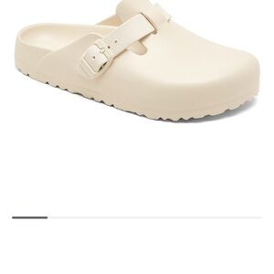 Cream Buckle Slip-On Mules